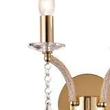 Fiore 2 Light Crystal Wall Light With Switch - Gold