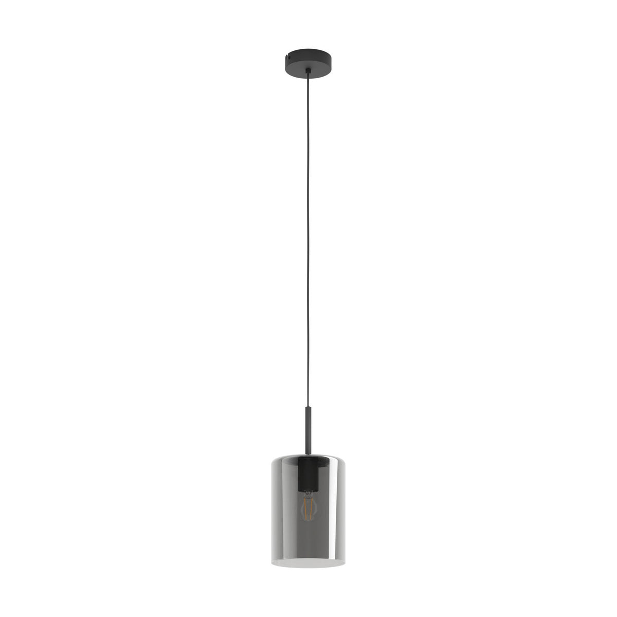 Firbora Smoked Glass Pendant Light 16cm - Black