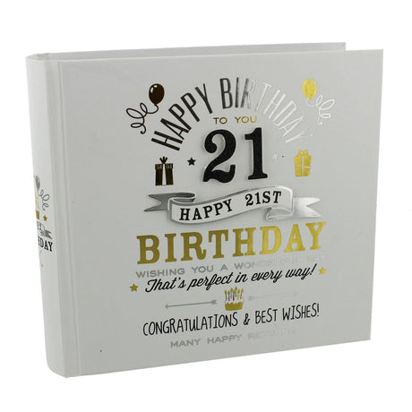 21st Birthday Boy Foil Lettered Photo Album 6 x 4in - White