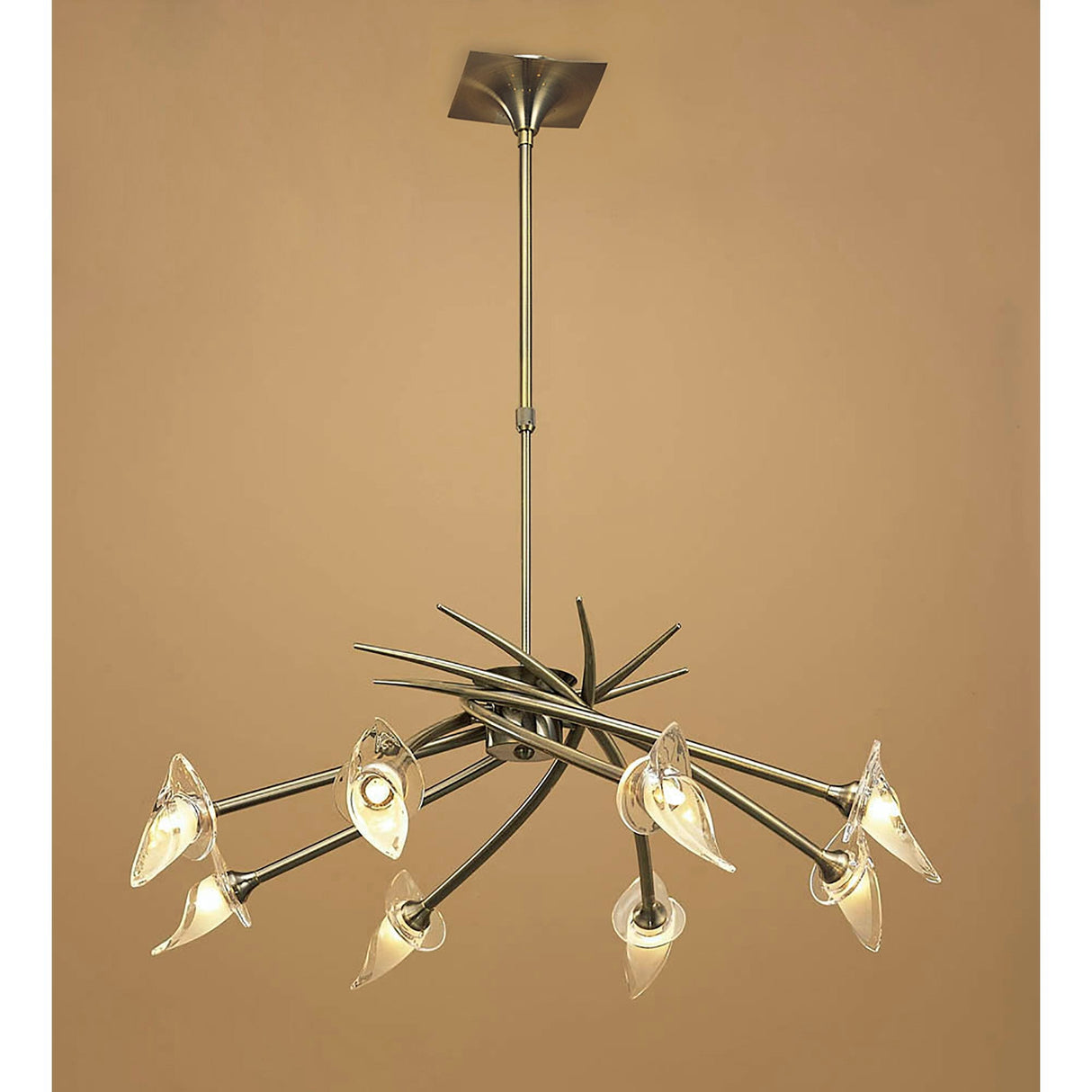 Flavia 80cm Telescopic 8 Light Chandelier - Antique Brass