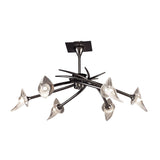 Flavia 73cm Telescopic 6 Light Chandelier/Semi-Flush - Black Chrome