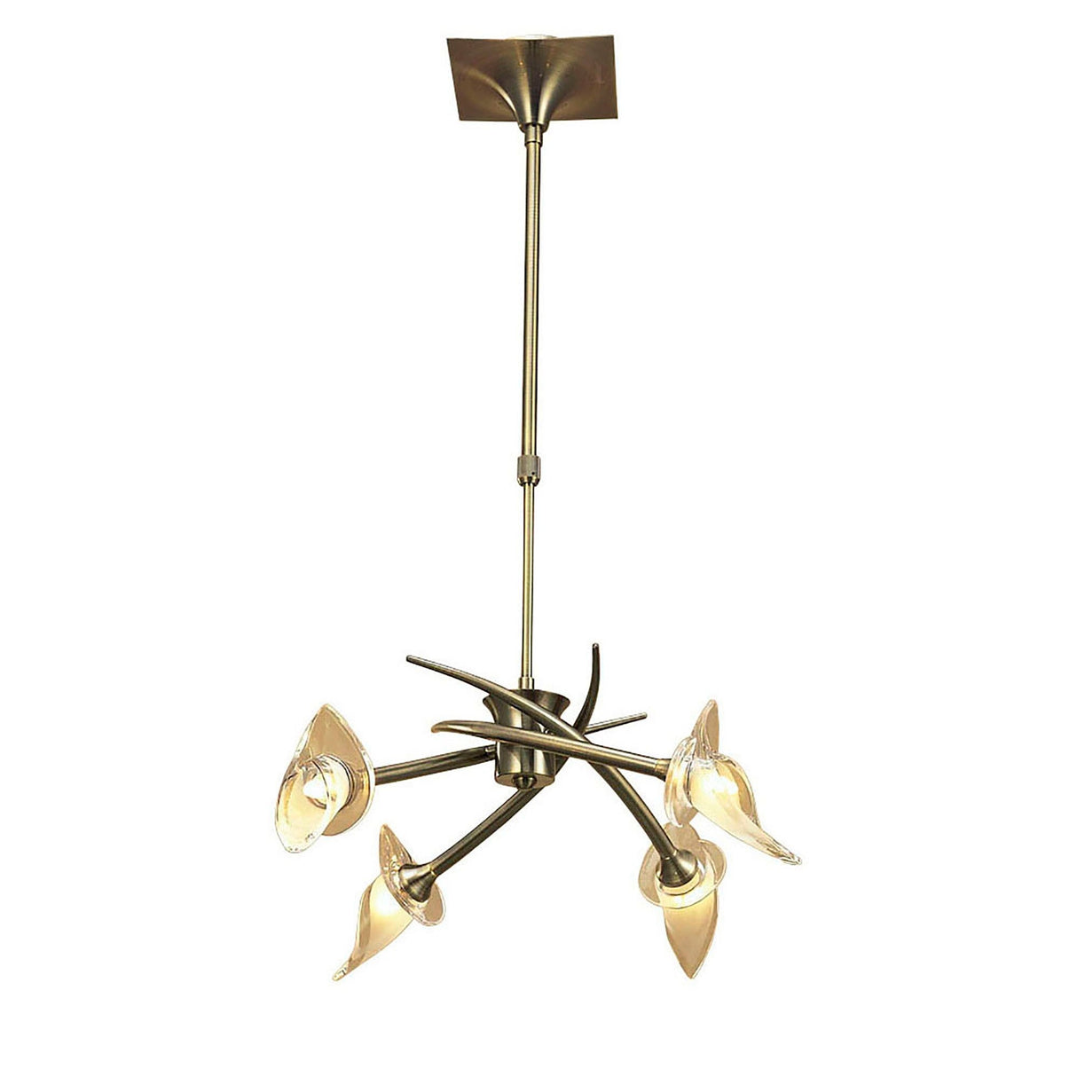 Flavia 54cm Telescopic 4 Light Chandelier/Semi-Flush Ceiling Light - Antique Brass