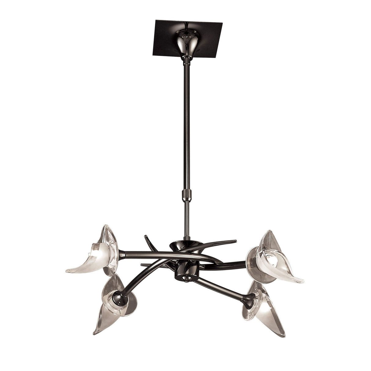 Flavia 54cm Telescopic 4 Light Chandelier/Semi-Flush - Black Chrome