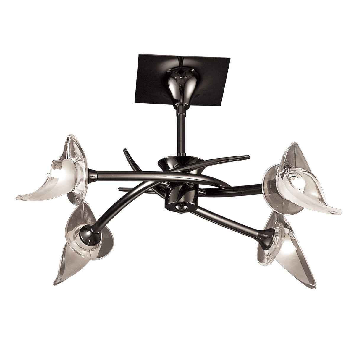 Flavia 54cm Telescopic 4 Light Chandelier/Semi-Flush - Black Chrome
