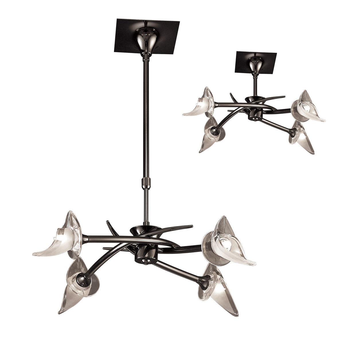 Flavia 54cm Telescopic 4 Light Chandelier/Semi-Flush - Black Chrome