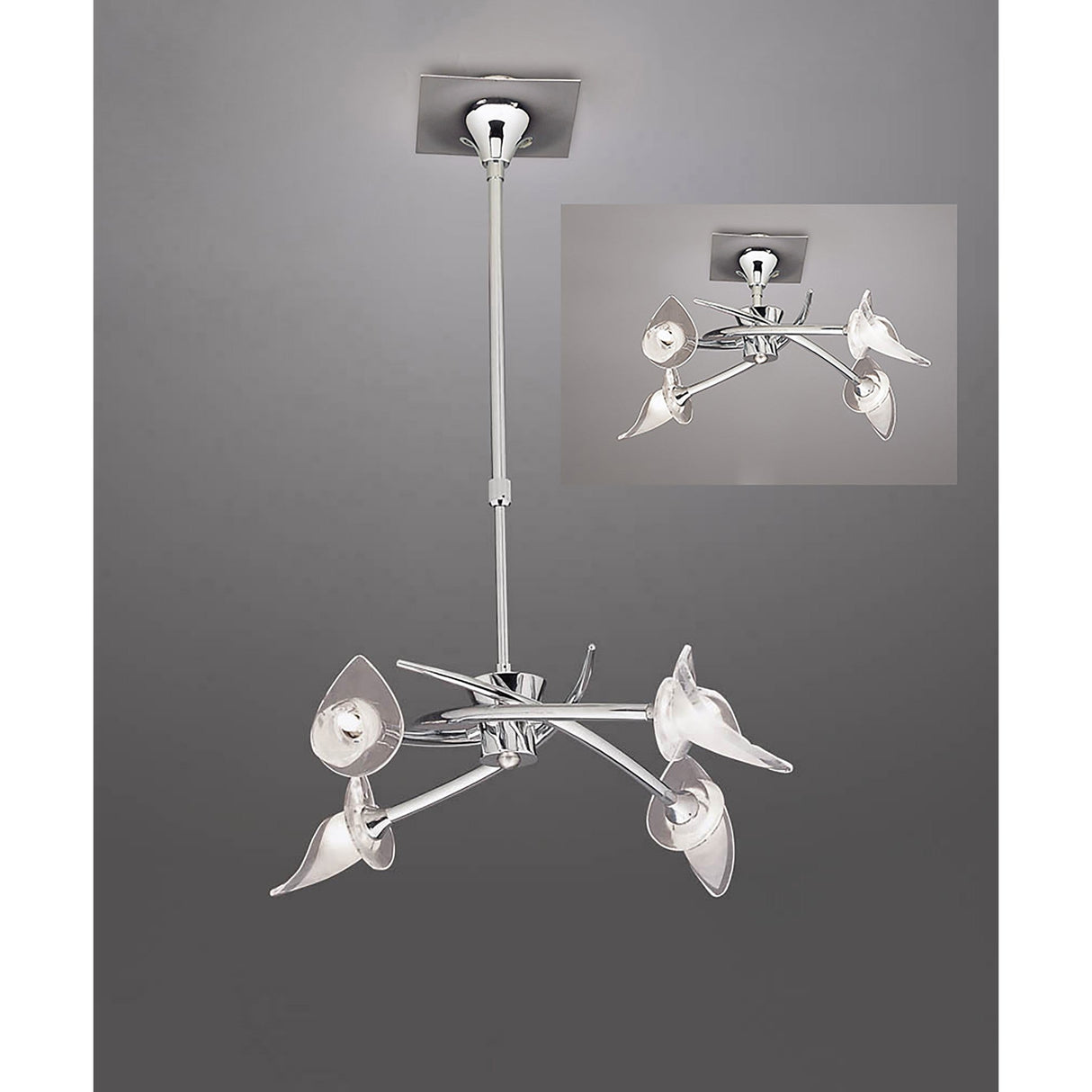 Flavia 54cm Telescopic 4 Light Chandelier/Semi-Flush - Polished Chrome