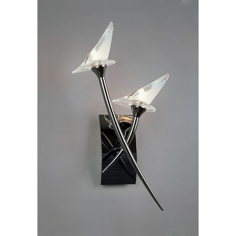 Flavia  2 Light Wall Light With Switch - Black Chrome