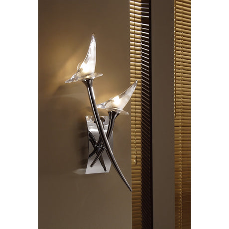 Flavia 2 Light Wall Light With Switch - Polished Chrome