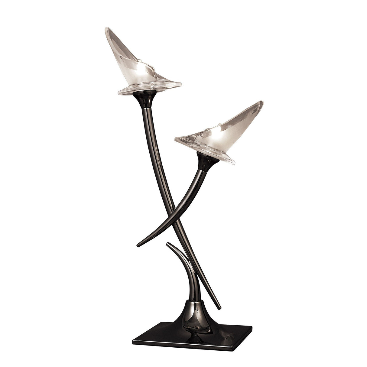 Flavia 2 Light Table Lamp - Black Chrome