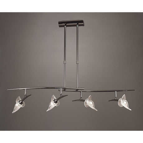 Flavia Telescopic 4 Light Adjustable Linear Suspension Light - Black Chrome