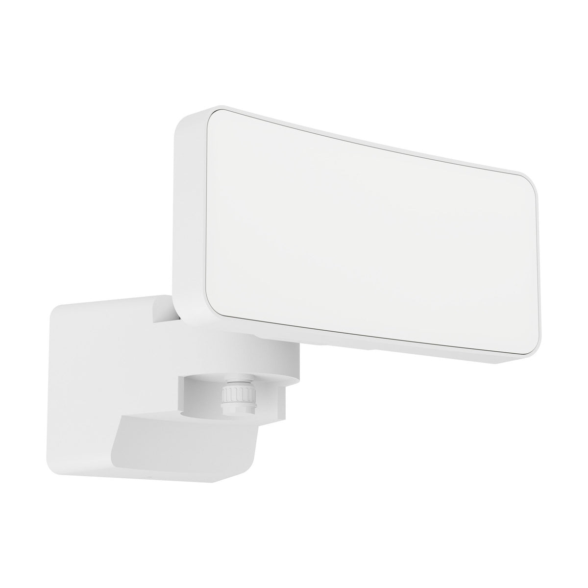 Epifano LED Flood Light 100W in white, a wall-mounted outdoor floodlight with a broad rectangular aluminium and plastic head on an adjustable bracket with sensor, shown on a plain white background.