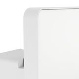 Close-up of the Epifano LED Flood Light 180W in white, showing the rectangular aluminium body with softly rounded corner and white plastic front panel, set against a plain light background.