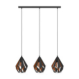 Flermanne 3 Light Linear Pendant Light - Black & Copper