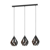 Flermanne 3 Light Linear Pendant Light - Black & Copper