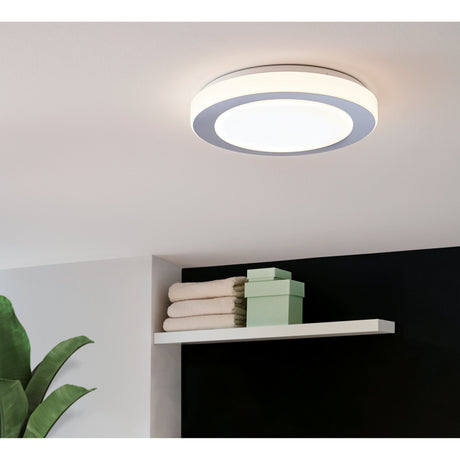 Flirmena LED Bathroom Ceiling Light 38.5cm - White & Chrome