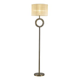 The Florence Round 1 Light Crystal Floor Lamp features a brass finish, round base, slim stand with a crystal accent, and a cream fabric drum shade.