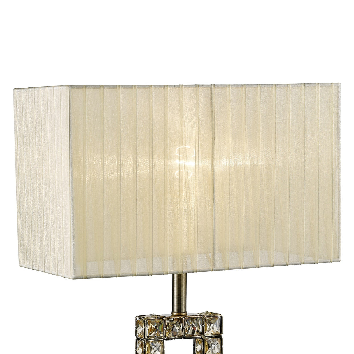 Florence Rectangle 1 Light Crystal Table Lamp - Brass With Cream Shade