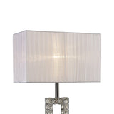 Florence Rectangle 1 Light Crystal Table Lamp - Chrome With White Shade