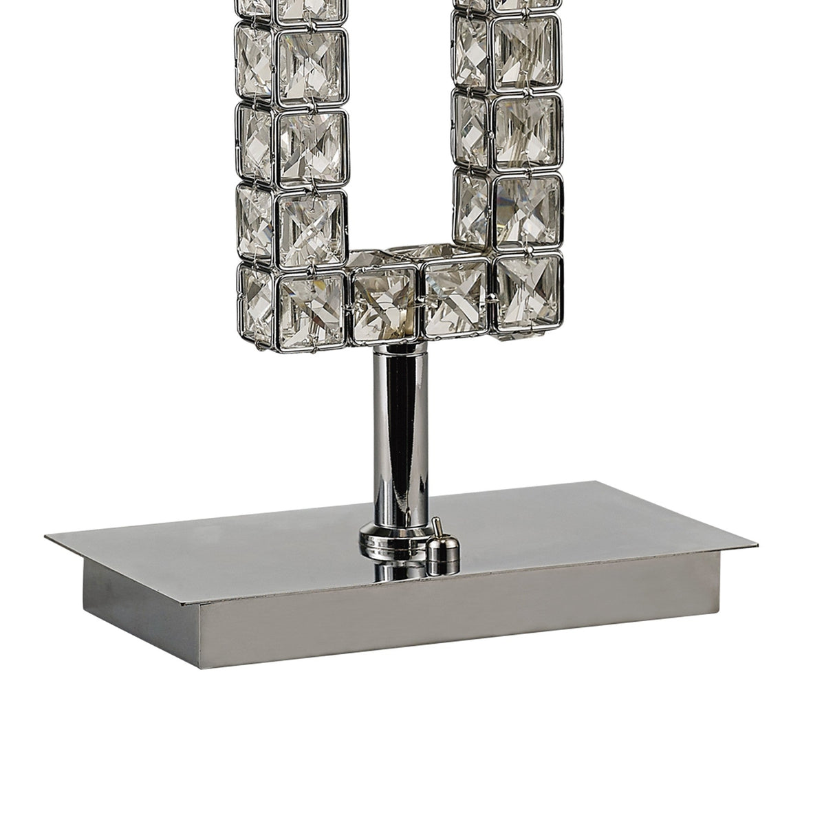 Florence Rectangle 1 Light Crystal Table Lamp - Chrome With White Shade