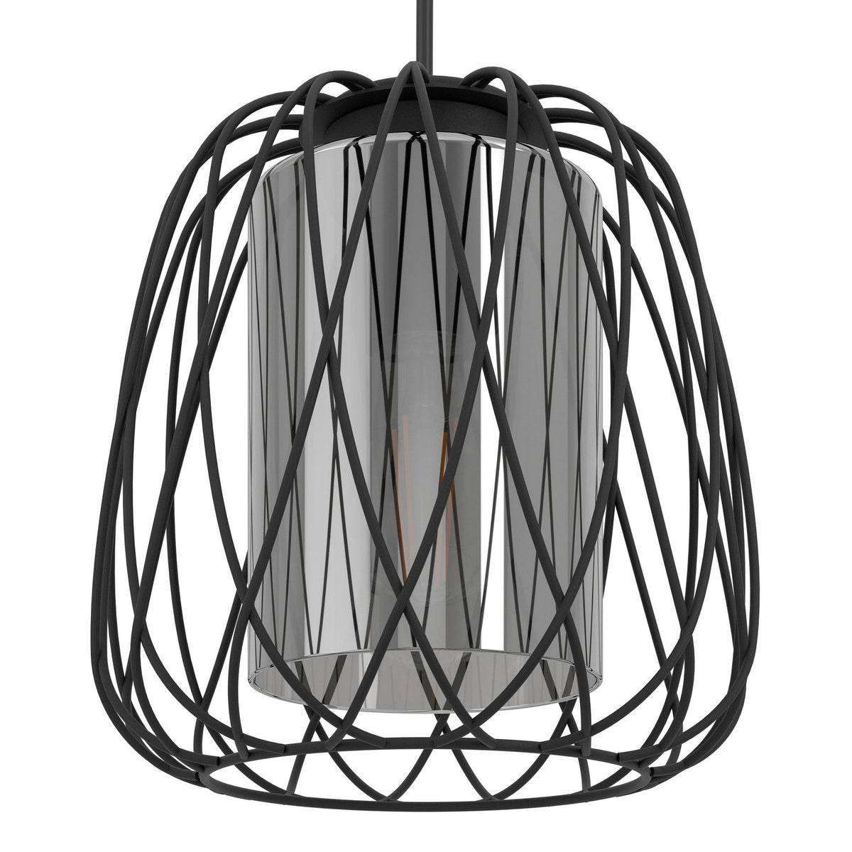 Floresta Smoked Glass Pendant Light - Black
