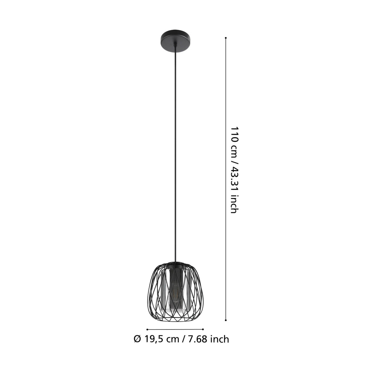 Floresta Smoked Glass Pendant Light - Black
