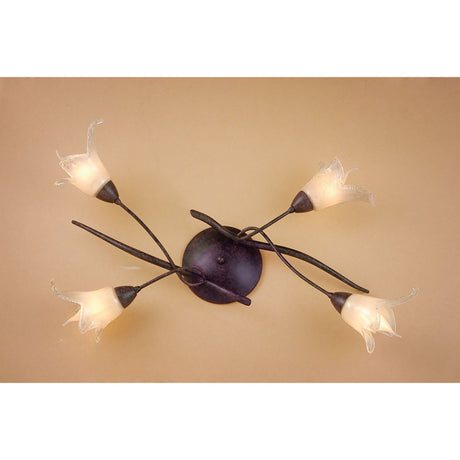 Florida 4 Light Semi-Flush Ceiling Light - Brown/Black Oxide
