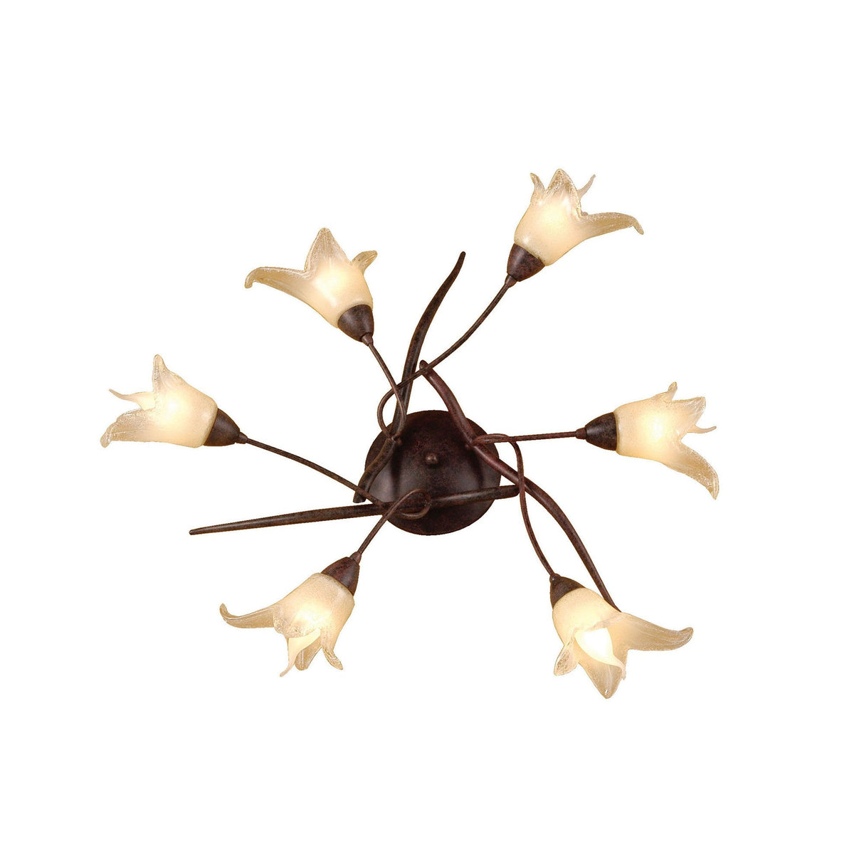 Florida 6 Light Semi-Flush Ceiling Light - Brown/Black Oxide