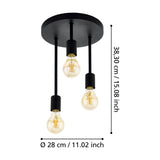 Flormine 3 Light Ceiling Light - Black