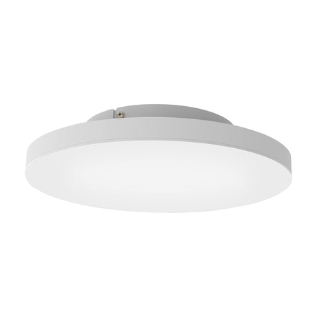 Flornorne Smart Colour Changing LED Flush Ceiling Light, 45cm round white fixture with slim steel and aluminium body and white plastic diffuser, shown on a plain white background.