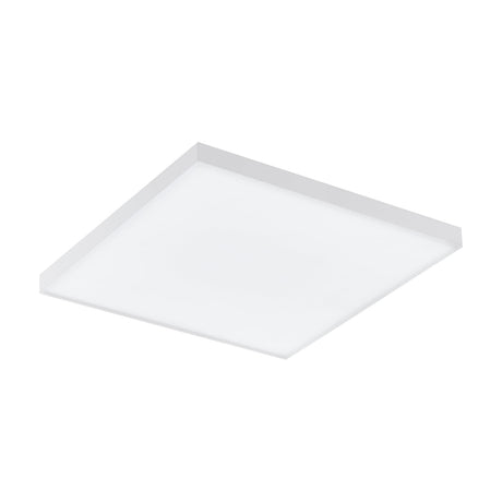 Flornorne square LED ceiling panel light, 45 x 45cm, white steel and aluminium frame with a flat white plastic diffuser, shown at an angle on a plain white background.