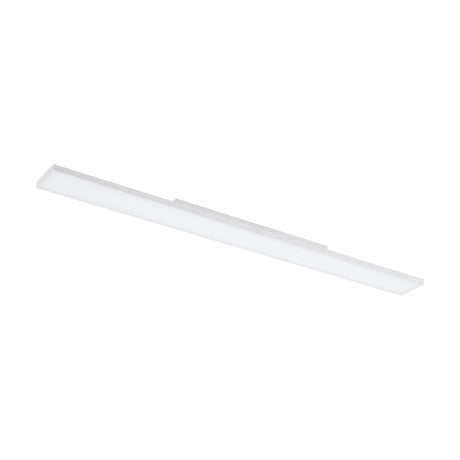 Flornorne Smart LED Flush Ceiling Light, a long slim white steel and aluminium fitting, 120 x 10cm, with a white plastic diffuser panel, shown at an angle on a plain white background.