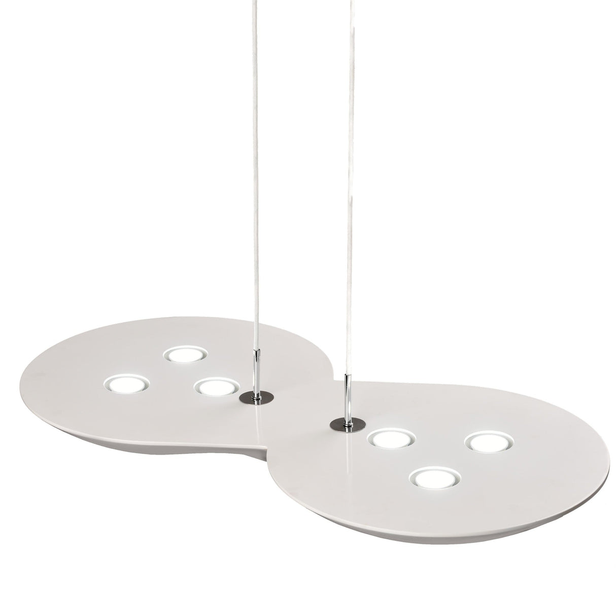 Flow 6 Light Linear Suspension Light - Chrome & White