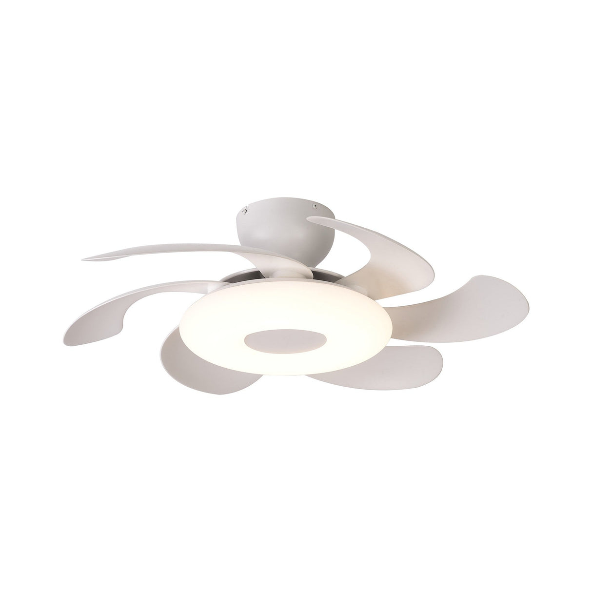 Flowers CCT Dimmable LED Ceiling Retractable Fan Light With Remote Control - White