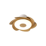 Flowers CCT Dimmable LED Ceiling Retractable Fan Light With Remote Control - White/Brown