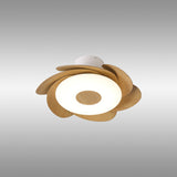 Flowers CCT Dimmable LED Ceiling Retractable Fan Light With Remote Control - White/Brown