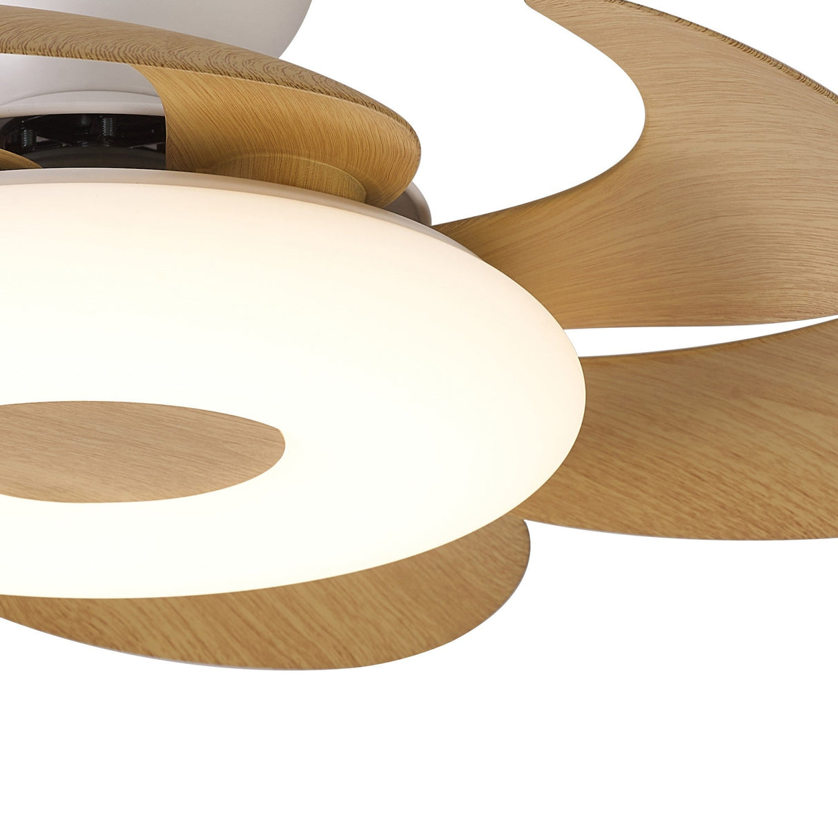Flowers CCT Dimmable LED Ceiling Retractable Fan Light With Remote Control - White/Brown