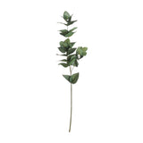 Hill Interiors Eucalyptus Filler, a 60cm faux stem with rounded green plastic leaves along a slender branch, shown on a plain white background.