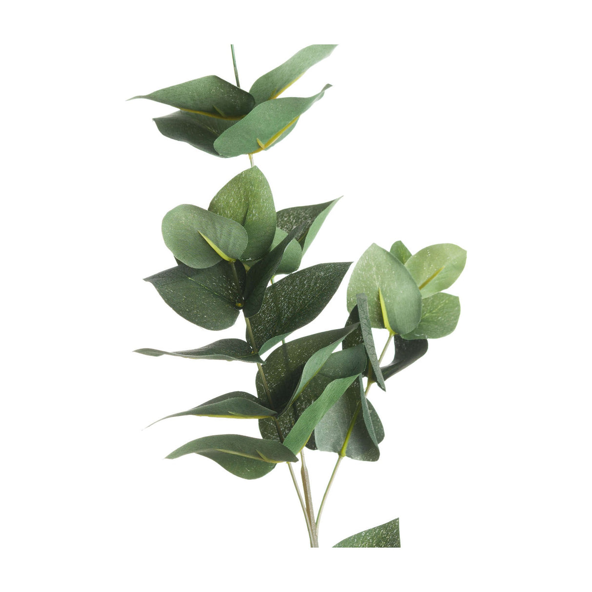 Hill Interiors Eucalyptus Filler faux stem with clusters of rounded green leaves along a slender branch, shown against a plain white background.