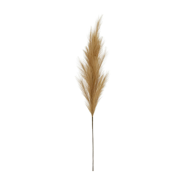 Hill Interiors Large Faux Pampas Grass Stem with feathery beige plume on a slim bendable stem, shown against a plain white background.