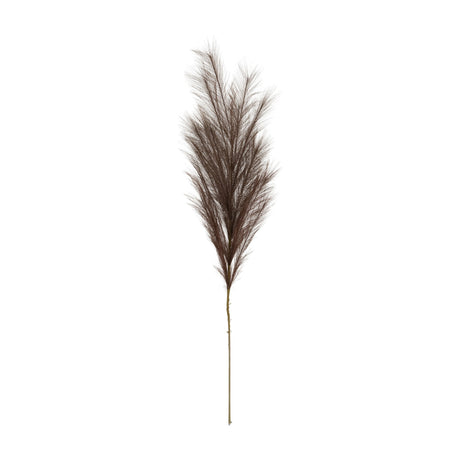 Hill Interiors Grey Large Faux Pampas Grass Stem with a full feathery plume in muted grey-brown on a slender stem, shown against a white background.