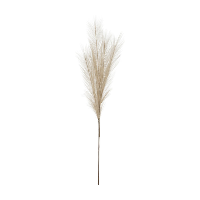 Hill Interiors Bleached Large Faux Pampas Grass Stem with fluffy white plume on a tall slim stem, shown against a plain white background.