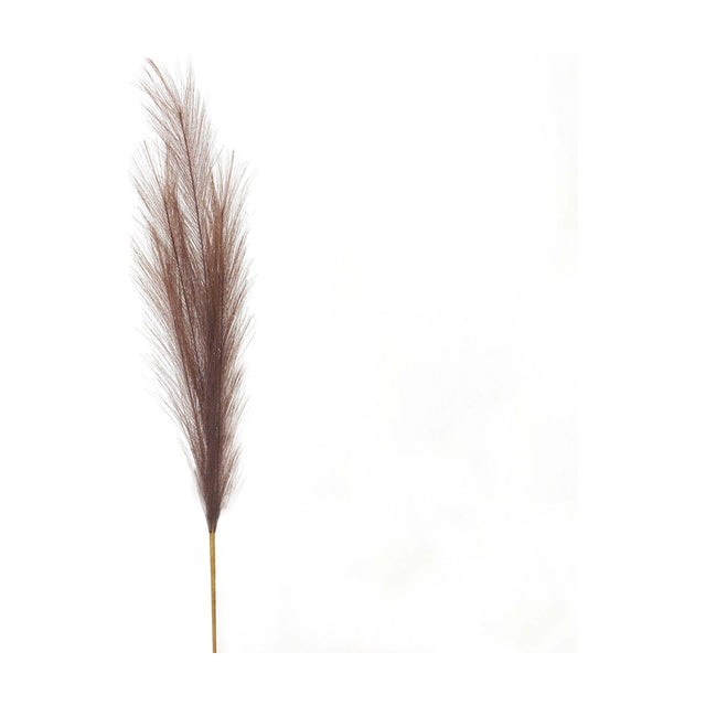 Hill Interiors Taupe Faux Pampas Grass Stem with a tall, feathery brown plume on a slim natural stalk, shown against a plain white background.