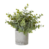 Hill Interiors Small Button Eucalyptus faux plant with rounded green leaves in a grey stone-effect pot, shown on a plain white background.