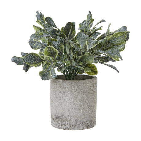 Hill Interiors Small Giana artificial eucalyptus plant with layered green leaves in a textured grey pot, shown on a plain white background.