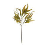 Hill Interiors Variegated Long Leaf Eucalyptus Spray, a 75cm faux foliage stem with slender green leaves and red-tinged veining, on a white background.