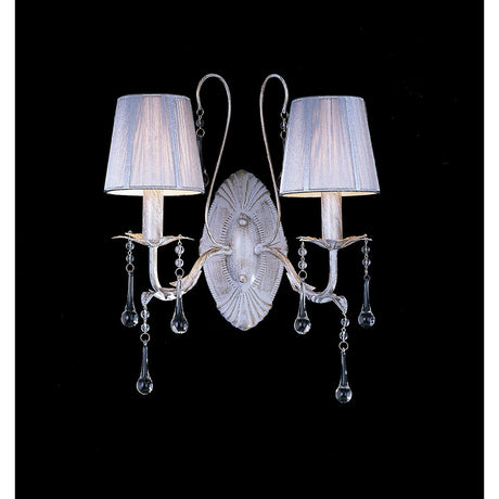 Flur 2 Light Wall Light - White & French Gold