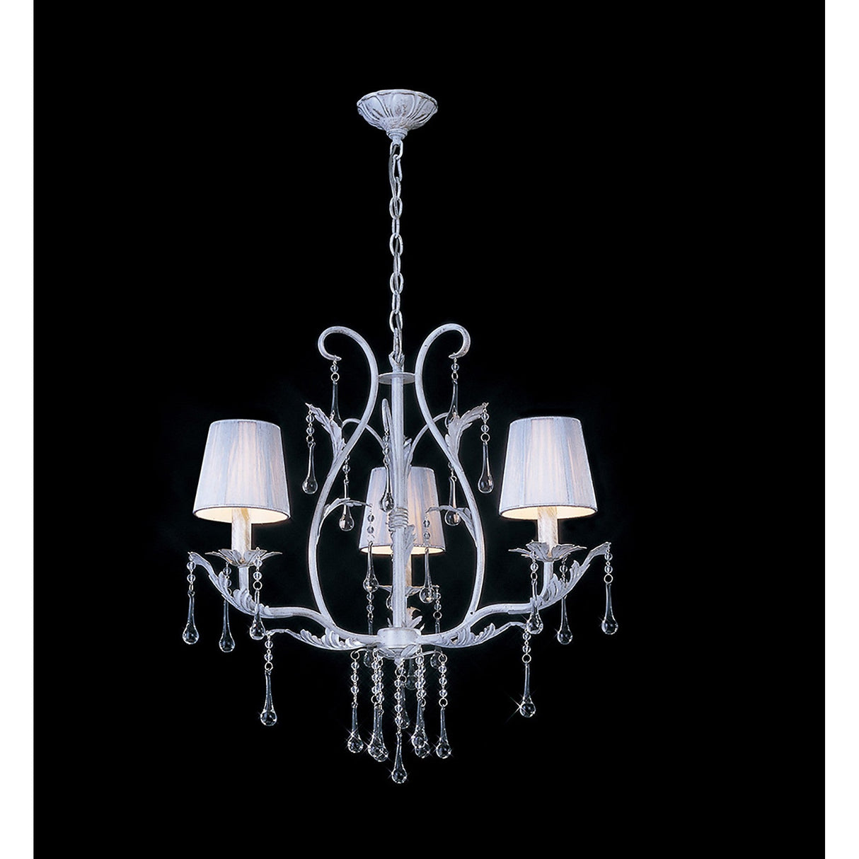 Flur 50cm Round 3 Light Chandelier - White French Gold