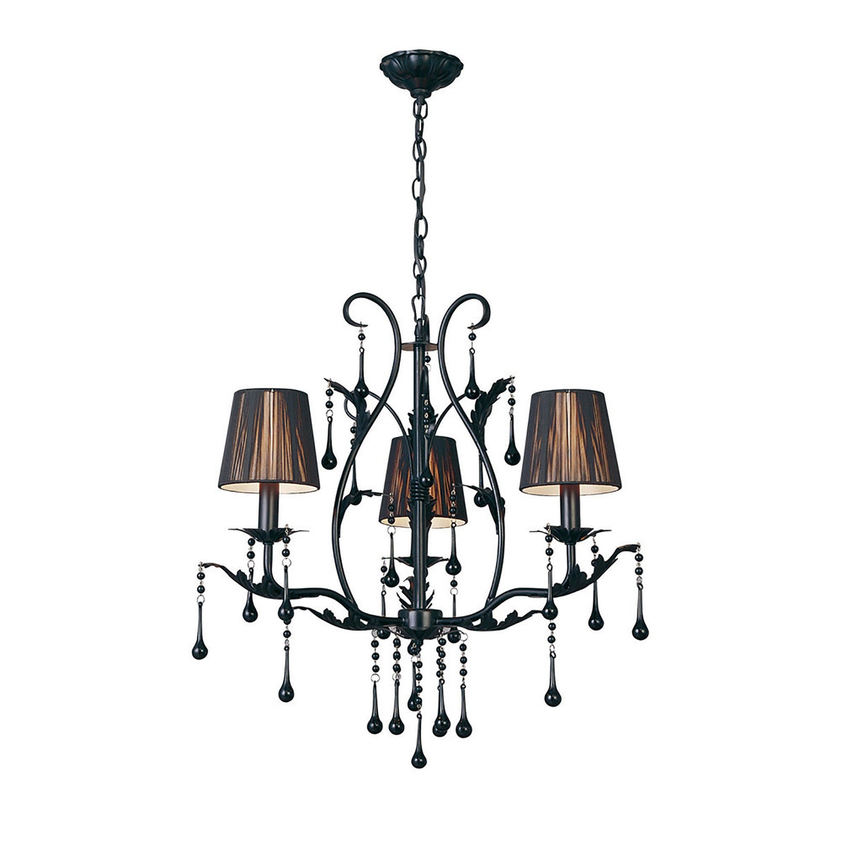 Flur 50cm Round 3 Light Chandelier - Black