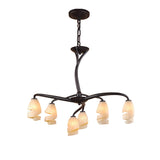 Forest 60cm 3 Arm 6 Light Chandelier - Brown & Black Oxide