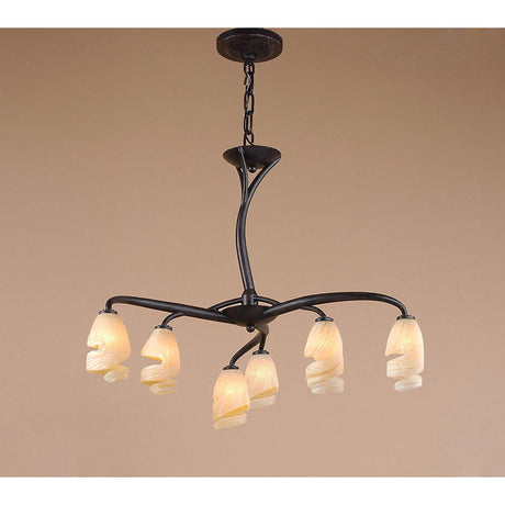 Forest 60cm 3 Arm 6 Light Chandelier - Brown & Black Oxide